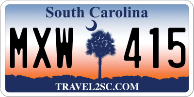 SC license plate MXW415