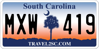 SC license plate MXW419