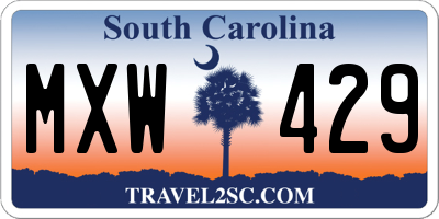 SC license plate MXW429