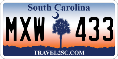 SC license plate MXW433