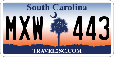 SC license plate MXW443