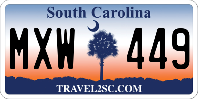 SC license plate MXW449
