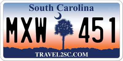 SC license plate MXW451
