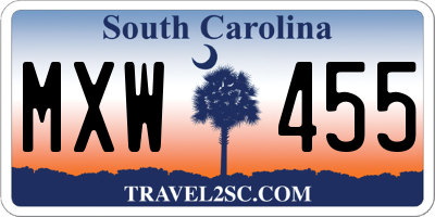 SC license plate MXW455