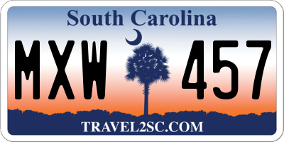 SC license plate MXW457