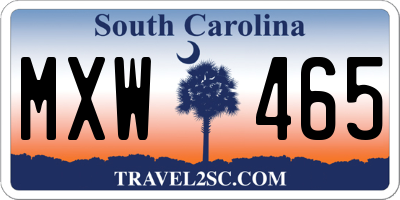 SC license plate MXW465