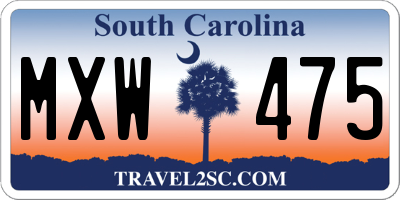 SC license plate MXW475