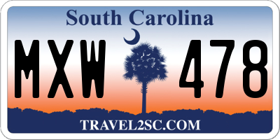 SC license plate MXW478