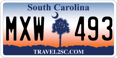SC license plate MXW493