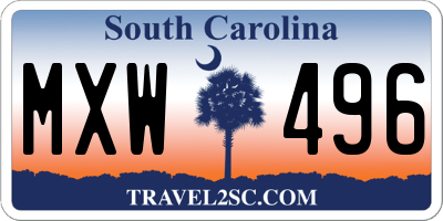 SC license plate MXW496