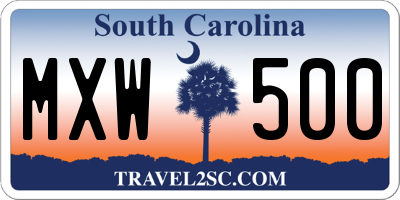 SC license plate MXW500