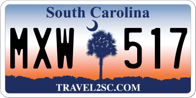 SC license plate MXW517