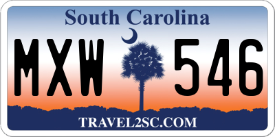 SC license plate MXW546