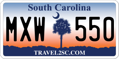SC license plate MXW550