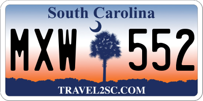 SC license plate MXW552