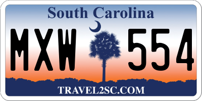 SC license plate MXW554