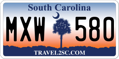 SC license plate MXW580
