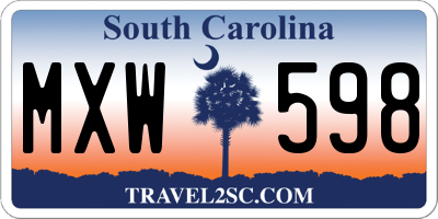 SC license plate MXW598
