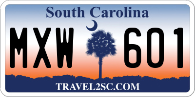 SC license plate MXW601