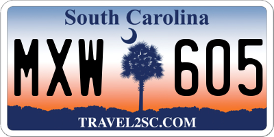 SC license plate MXW605