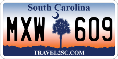 SC license plate MXW609