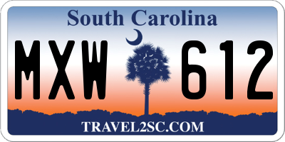 SC license plate MXW612
