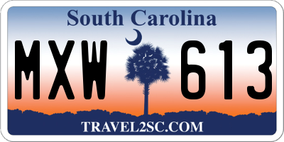 SC license plate MXW613