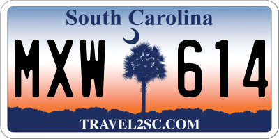 SC license plate MXW614