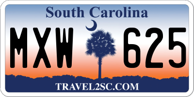 SC license plate MXW625