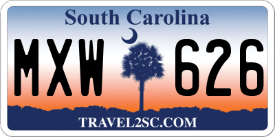 SC license plate MXW626