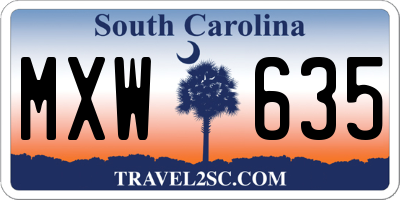 SC license plate MXW635