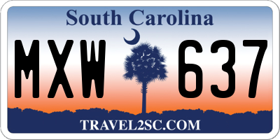 SC license plate MXW637