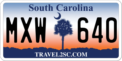 SC license plate MXW640