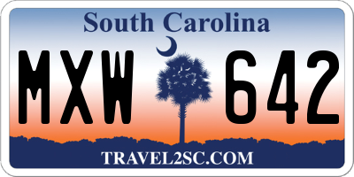 SC license plate MXW642