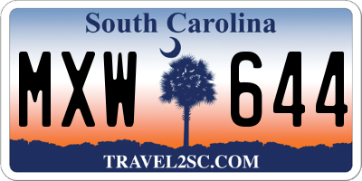 SC license plate MXW644