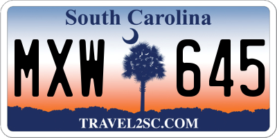 SC license plate MXW645