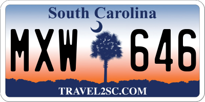 SC license plate MXW646