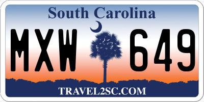 SC license plate MXW649