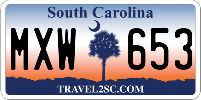 SC license plate MXW653