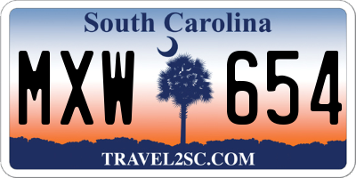SC license plate MXW654