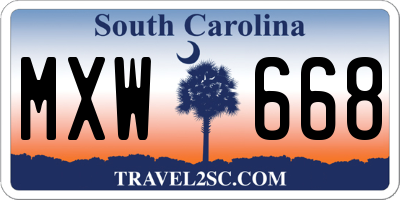 SC license plate MXW668