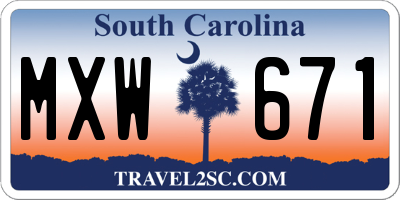SC license plate MXW671
