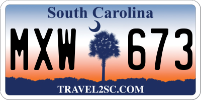 SC license plate MXW673