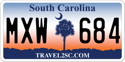 SC license plate MXW684