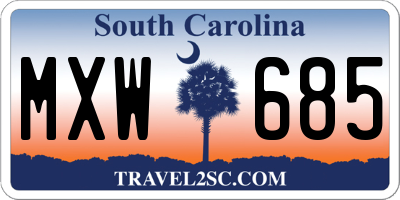 SC license plate MXW685