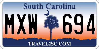 SC license plate MXW694