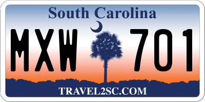 SC license plate MXW701
