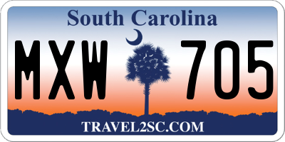 SC license plate MXW705