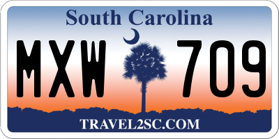 SC license plate MXW709