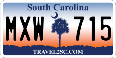 SC license plate MXW715